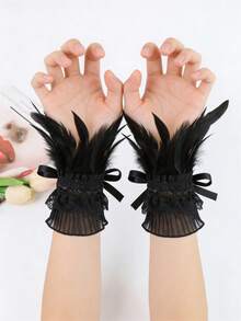 Faux Feather Decorative Gloves Carnival Party Costume Accessories Masquerade Show, Festival Party Dance Performance Costume Accessories - A - View 7