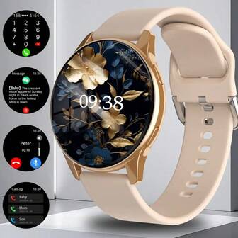 1pc New 1.50inch Full Screen Touch Silicone Strap Smart Watch, Support Call/Answer, Step/Calorie Tracker, Notification, Remote Camera, Wireless Music, 3 Colors: Black, Gold, Silver, Suitable For Friends, Couples, Students As Gifts