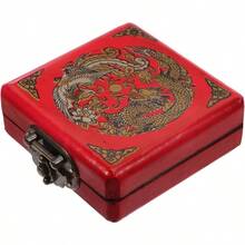 Chinese Jewelry Box Handmade Vintage Jewelry Organizer Wooden Box Antique Trinket Case Dragon Bangle Container Bracelet Holder For Women Treasure Earring - Red - View 1