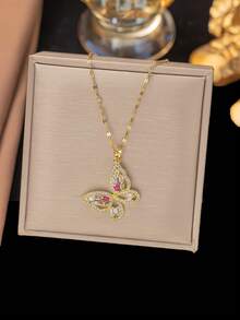 1pc Geometric Circular Petal Pendant Necklace, Stylish & Fashionable Women's Jewelry, Recommended For Party & Gathering Occasions - Yellow Gold - View 5