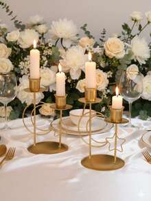 1件套现代餐桌装饰烛台，创意浪漫烛台，适用于婚礼派对家居装饰，烛光晚餐装饰，带有星星、月亮、灯笼图案 - 彩色 - 查看 6