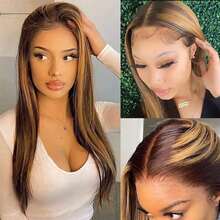 200% Plus Density Lace Front Wigs 28 30 32 Inch 13X4 13X6 HD Bone Straight HD Lace Wigs Natural Swiss Pre Plucked Transparent Lace 4/27 Honey Blonde Color Human Blended Hair Wigs With Baby Hair High Temperature Resistant Fiber Wig For Women - S4/27 - View 8