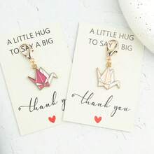 1pc/2pcs Origami Crane Keychain Pendant, Minimalist Design, Comes With Thank You Card, Decor For Bags, Handbags, Great Gift For Friends, Partners, Classmates - Multicolor - View 8