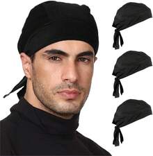 BISMAADH Pack De 3 Pañuelos Transpirables para La Cabeza, Ideales para Usar como Gorro, Forro para Casco, Pañuelo Anti-Rocío, Bandana, Turbante, para Motociclismo Y Ciclismo. - 1 - Ver 6
