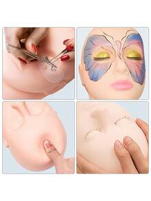 Professional Training Model Head, Flat-Top Silicone Material, Soft Touch. Suitable For Makeup Practice, Face Painting, Eyelash Extension, Etc. Easy To Clean And Reusable. - Apricot - View 5