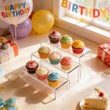 Acrylic Cake Display Stand, Transparent Rectangular Multi-Function Display For Retail Stores, Tabletop, Party Dessert Table, Cupcake & Collectible Display - Clear - View 1