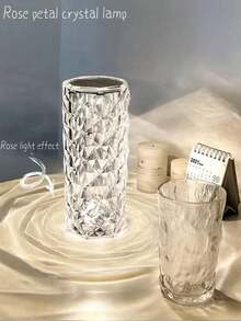 1pc Romantic Rose Atmosphere Crystal Lamp, Warm And Romantic Decorative Table Lamp, Bedroom Bedside Small Night Light, Living Room Atmosphere Crystal Lamp - Multicolor - View 5
