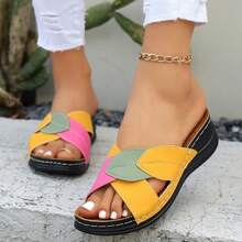 Sandalias de plataforma con cuña de suela gruesa y antideslizante para mujer - Amarillo - Ver 12