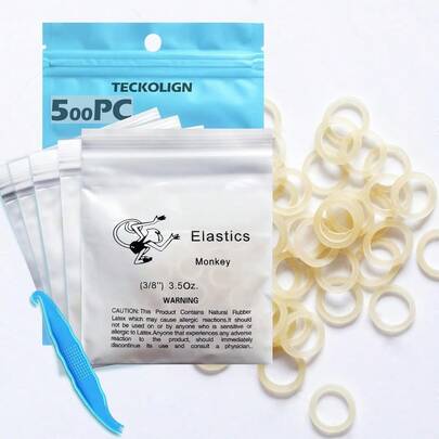 MX  Ortodoncia elástica 500 bandas de goma medianas 3.5 onzas 3/8 overol bandas de goma elásticas de ortodoncia Teckolign paquete de 500 suministros de ortodoncia ideal para rastas trenzas