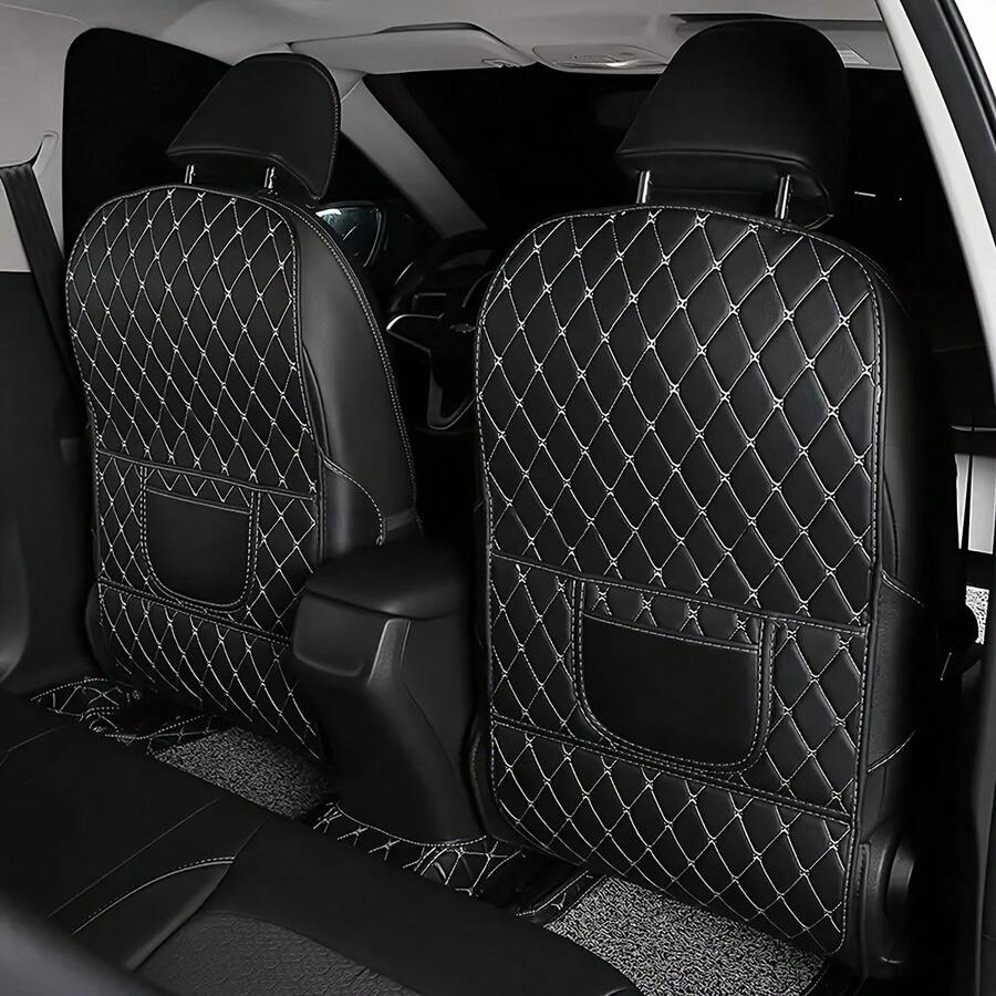 1pc Car Seat Back Protector Pad, Anti-Kick Mat, Storage Organizer Pad For Rear Seats - A - View 1