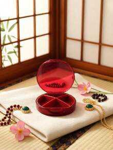 1pc Transparent Compartment Round Compact Jewelry Box, Suitable For Travel, Earrings, Rings Storage, Women Jewelry Box (Jewelry Not Included) - Multicolor - View 8