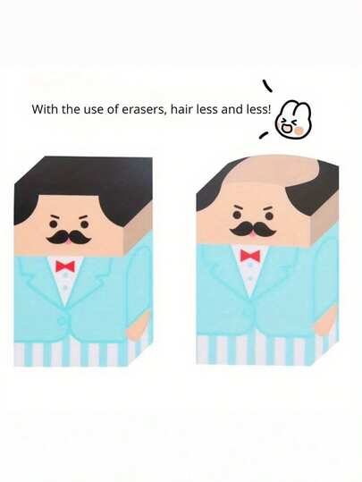 1/2/4 piezas Borradores de ladrillo de dibujos animados lindos - Borradores con forma de hombre trabajador calvo, ideales para el estudio y la oficina, esenciales para volver a la escuela, borradores para estudiantes, útiles escolares