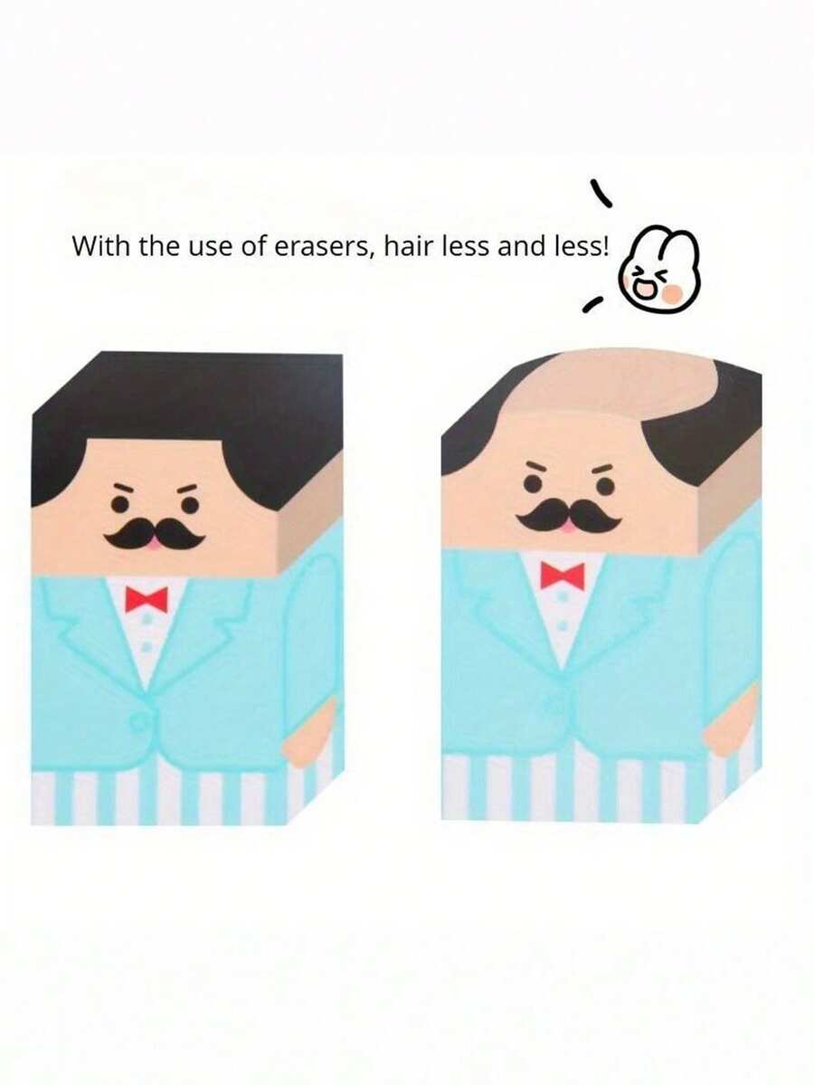 1/2/4pcs Cute Cartoon Brick Erasers - Bald Worker Man Shaped Erasers, Ideal For Study And Office Use, Back To School Essential, Student Erasers, School Supplies - Multicolor - View 1