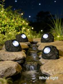 Solar Powered Buried Lights, Outdoor Garden Decorative Fake Stone Lights, Natural Style Waterproof Atmosphere Night Lights, Solar Powered Automatic Lighting, Yard Landscape Lights, Rock Shaped Buried Lights, Lawn Fake Mountain Hidden Lighting, Outdoor Landscape Natural Style Decorative Lights