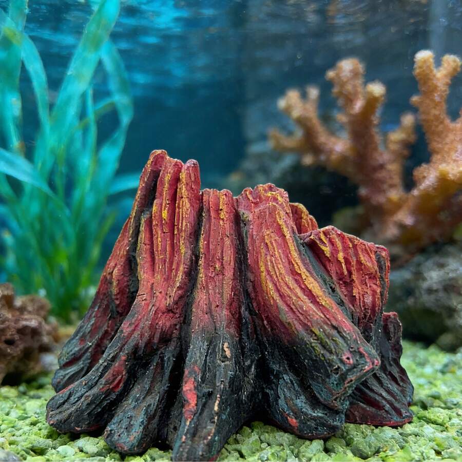 1pc Realistic Volcano Shaped Aquarium Decor, Home/Office Fish Tank Decoration, Creative Holiday Gift, Resin Volcano Aquascape Accessory - Suitable For Freshwater/Saltwater Fish And Turtle Tanks - A - View 1