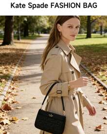 Kate Spade SPADE FLOWER QUILTED Premium Shoulder Bag For Women Bag With Clover Print Hobo Purses Stylish Women's Underarm Handbag - 黑色 - 查看 2