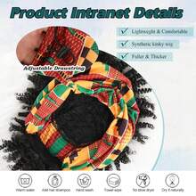 二合一非洲蓬松卷曲发带假发，带刘海，黑色/棕色/金色，女士合成半头假发 - 彩色 - 查看 3