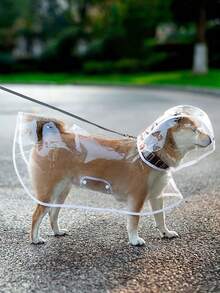 1pc Transparent Blue Trim Waterproof Rain Coat, Suitable For Cats And Dogs Going Out In Rainy Weather, Fits Large Dogs, Transparent 4-Leg Rain Coat, Small And Large Pet Rain Coat - Blue - View 9