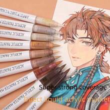 9pcs New Colorway Set: Stackable Art Markers In Sweet Pink/Maillard Brown/Nude Series, Featuring A Roller Design For Smooth Drawing. - Multicolor - View 7