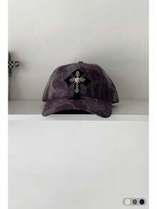 Unisex Camouflage Baseball Cap, Streetwear Adjustable Snapback Hat, Wide Brim Distressed Denim Washed Soft Crown Cross Embroidered Cap - Multicolor - View 18