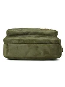 Mini Solid Color Suede Crossbody Bag, Multi-Compartment Shoulder Bag, Fashion Versatile Coin Purse & Phone Pouch - Green - View 8