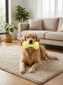 PETSIN 狗玩具 - 带吱吱声的镇静狗玩具，适合小型犬幼犬玩具大型犬玩具咀嚼吱吱声幼犬互动取物玩具 - 小骨头 - 粉色 - 查看 3