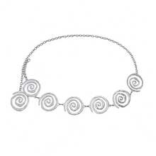 Bohemian-Style Irregular Waist Chain, Metal Spiral Plate Design, Exclusive Fashion Accessory For Hot Girls, Eye-Catching Belt Accessory - 白K - 查看 3