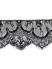 3 metros/paquete de encaje de pestañas, mantel, decoración de prendas, decoración de boda, manualidades DIY - Negro - Ver 4