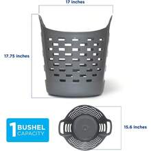 Clorox - Cesta flexible para ropa de cama recámara y almacenamiento cesta redonda portátil con asas de transporte 1 bushel color gris - Gris+1 bushel - Ver 5