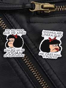2 piezas Pines de esmalte con personajes de cómic, broches pequeños y lindos de niña, insignias de solapa, joyería de dibujos animados, regalo para amigos - Multicolor - Ver 7