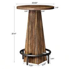 LITTLE TREE Bar Table, 37.4" High Round Pub Table For Small Bars, Dining Room, Kitchen, Rustic Brown (Only Table) - 深棕色 - 查看 8