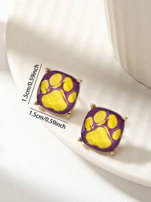 1 Pair Tiger Cat Paw Game Day Earring , American Football Rugby Team Spirit Cheering Earrings , Events Jewelry - Cat Paw Earrings for Match Day - View 2