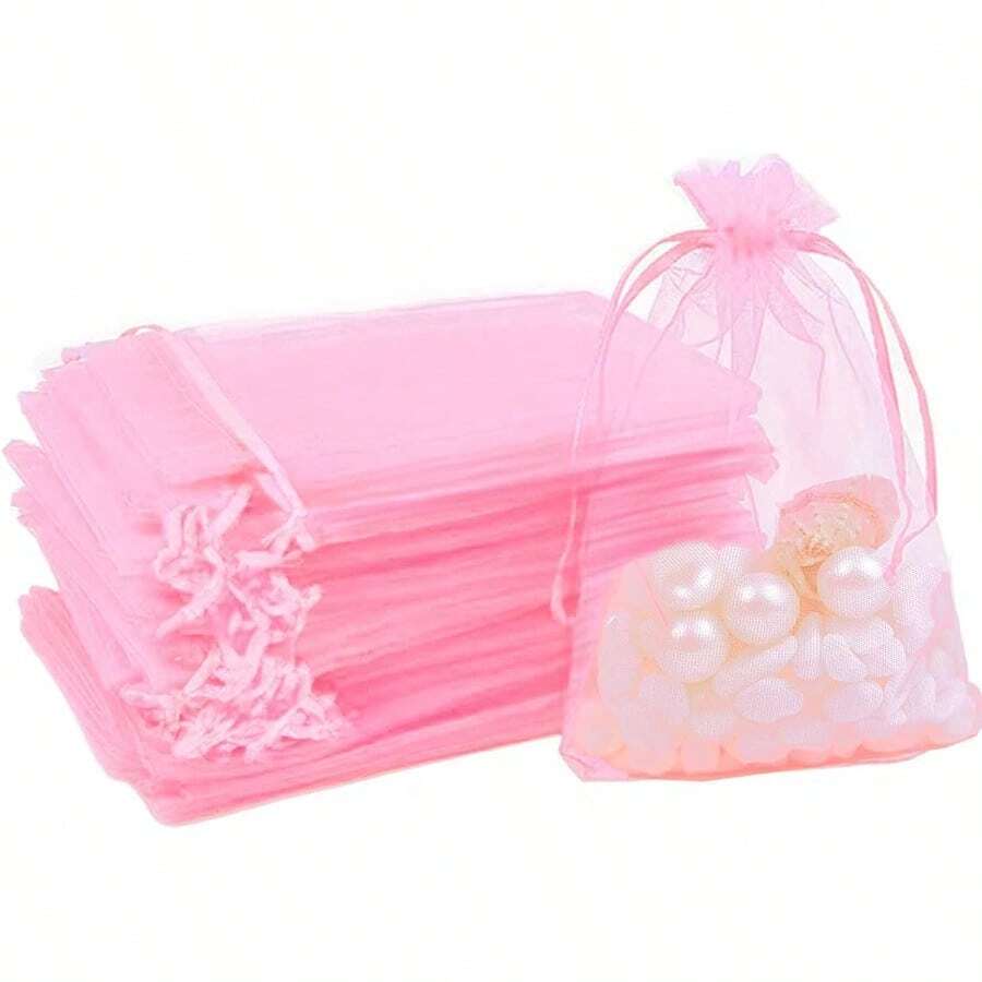 YQQ 100 Piezas Bolsas de Organza 7*9 CM Bolsa De Regalo con Cordón Organza Bolsas de Regalo Bolsas de Cordón Bolsas de Regalo para Joyas para Navidad Cumpleaños Fiestas Bodas Regalos Caramelos Auriculares Joyas Muestras Pequeñas rosa1190 - Rosa - Ver 1