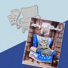 Créatif Le chat est couché sur le canapé. Matrices de découpe en métal, album de scrapbooking DIY et pochoir de gaufrage, outil de fabrication de cartes de vœux, artisanat de découpe de papier pour cartes, modèle de découpe pour la fabrication de cartes cadeaux. - Argent - Voir 6