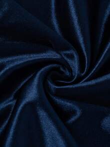 Sequin Patchwork Satin Cocktail Dress - Navy Blue - View 6