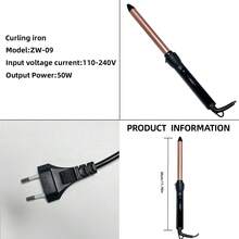 Professional Curling Iron, Quickly Create Various Curly Hairstyles. Single Barrel Curling Iron, Champagne Color, Multi-Functional, Ideal Gift For Women - Black - View 8