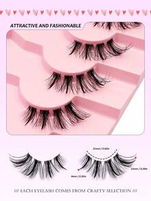 Asiteo 7 cặp mi giả kiểu hoạt hình nhọn, bóng mượt, bán trong suốt, thân mi mảnh, kéo dài ở khóe mắt ngoài, cong tự nhiên, có thể tái sử dụng, lựa chọn lý tưởng cho các cô gái. - Nửa lông mi - Xem 6