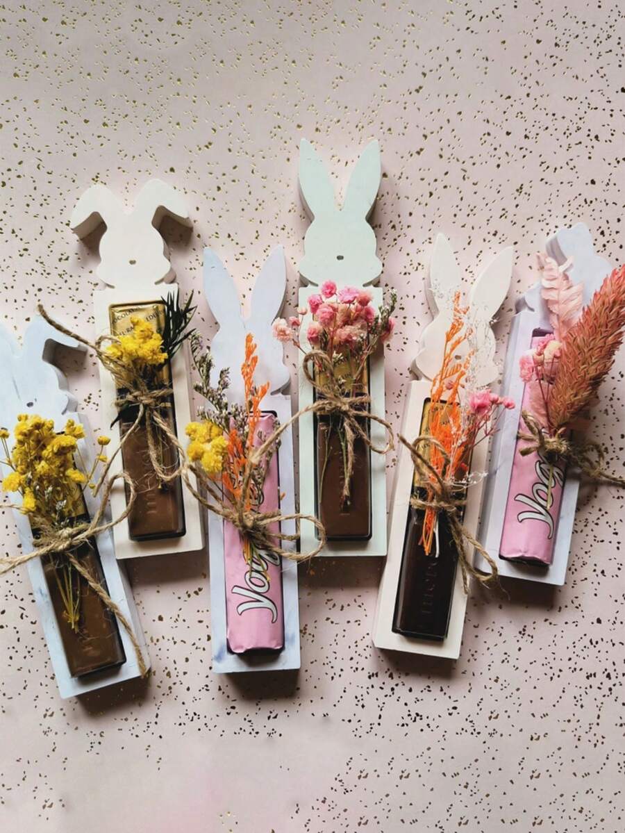1 set de 4/3 moules en silicone pour supports de boîte-cadeau de lapin de Pâques | Oreilles droites, oreilles tombantes, forme d'œuf, moules de moulage en argile, plâtre, résine pour cadeaux de lapin, décoration maison DIY, convient pour les décorations de fête de Pâques - Blanc - Voir 1