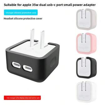 Funda protectora de silicona compatible con el adaptador/cargador compacto de doble puerto USB-C de 35 W de Apple, proporciona protección integral y mayor (cargador no incluido)
