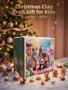 BANAIRE 儿童风干黏土，12/24/36/72 件装风干黏土套装，DIY 魔力黏土套装，超轻造型黏土，易于使用的风干黏土工艺配件，儿童彩色黏土，节日儿童手工黏土创意玩具 - 彩色 - 查看 9