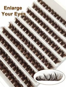 Rikuaild 150片D型卷翘蓬松棕色120D簇状假睫毛，浓密柔软，打造自然或浓密妆效，必备美妆工具 - D - 查看 7