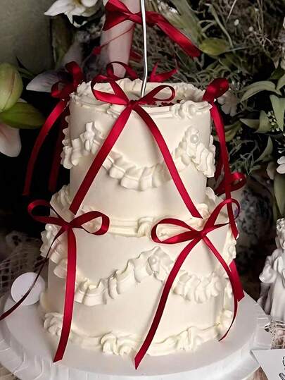 10pcs Ribbon Bow Cake Decorations, Minimalist Bow Decor, Home Decor Accessories, Suitable For Mother's Day, Women's Day, Home Decor, Wedding, Party, Candlelight Dinner, Holiday Gifts, Cake & Dessert Baking Decor, Graduation Cake Decor, Party Decor, Valentine's Day And More