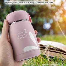 XGJMini Bota de Agua de 320 Ml Taza de Vacío con Patrón Lindo de Acero Inoxidable Portátil Taza Bota de Agua para Niños Pequeños Niñas y Niños en Interes y Exteres - Rosa - Ver 2