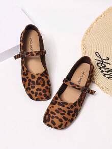 Women's Leopard Print Mary Jane Flat Shoes - Buckle Round Toe Casual Comfortable Shoes, Suitable For Daily/Work Wear