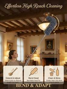SOKANY Multipurpose Extendable Duster With Bendable Duster Head - Reusable And Washable, Suitable For Cleaning High Ceilings, Furniture And Cars - Grey - View 2