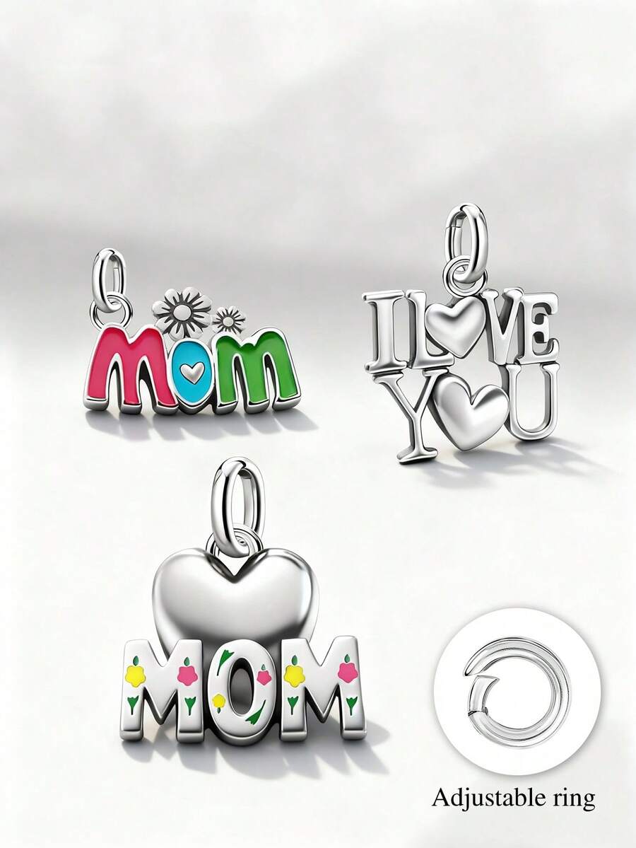 1件简约独特的妈妈专属DIY吊坠，精致饰品，男女皆宜 - 集合 - 查看 1