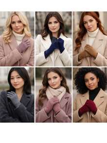 Stylish Soft Touch Unisex Thermal Cold Weather Gloves - ungu - View 4