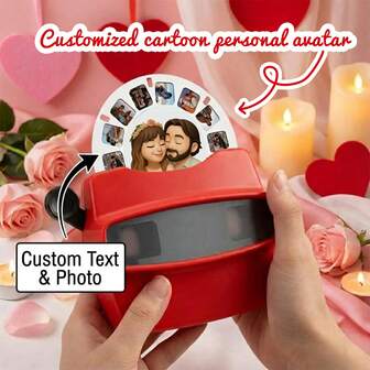 1pc Customized 3D Handmade Slide Projector, Slide Film, DIY Viewfinder, Personalized Photo Gift For Valentine's Day/Anniversary/Wedding/New Year/Party, Nostalgic Memorabilia, Birthday/Anniversary/Valentine's Day/Thanksgiving/Mother's Day/Father's Day Gift, Retro Couple Memento, Newlywed Gift