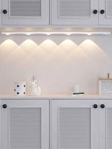 Yogle Modern LED Motion Sensor Light Strip, Wireless Rechargeable Magnetic Adhesive Light Bar For Cabinets, Wardrobes, Intelligent Cupboards - Simulated Hill Effect, No Wiring Required, Easy Installation, USB Powered, Plastic Material, Moire Stripe Pattern, Baked Paint Finish, Button Control, Dimmable, LED Lighting, Home Decor, Smart Illumination, Minimalist Style, Fashionable Design, High-Quality Lighting, Home Decor - Black - View 3