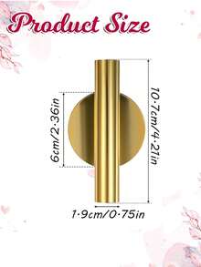 1pc Gold Wall Mounted Flower Tube, Adhesive Wall Hanging Floral Holder, Minimalist Open Tube Design For Home Office Living Room Bedroom Flowers Display. - Gold - View 4